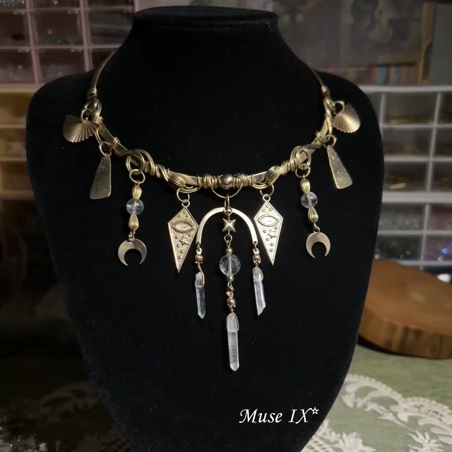 Heavy-Duty Handmade Star and Moon Teardrop Tassel Choker