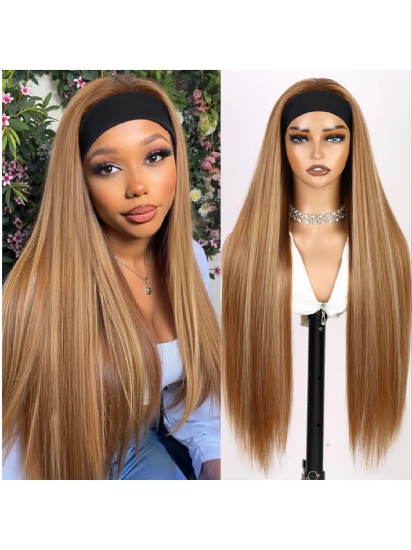32 Inch Super Long Glueless Headband Half Wig for Women, Daily Wear Wig, Synthetic Wigs, Synthetic Straight Hair, Heat Resistant Fiber, Suitable for Daily & Party Use