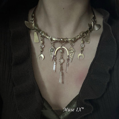 Heavy-Duty Handmade Star and Moon Teardrop Tassel Choker
