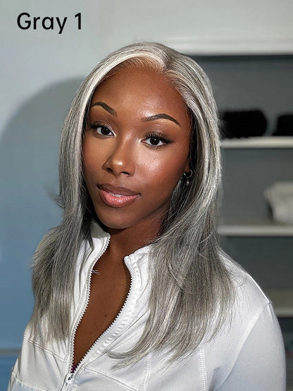5x5 Closure Salt & Pepper More Salt Highlight Front Glueless Straight Wig