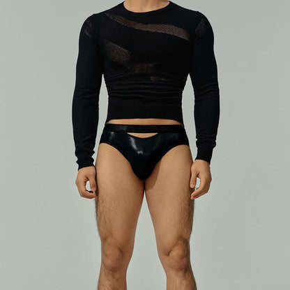 Sexy glossy cotton lining briefs