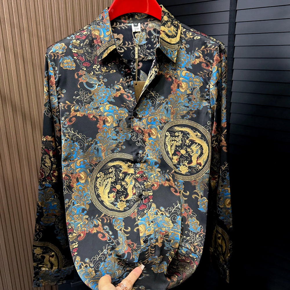 Retro-patterned gorgeous casual shirt