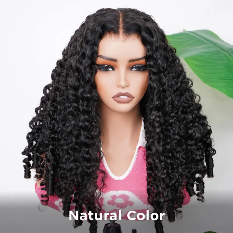 13x6 Lace Frontal Glueless Wigs #4 Brown Color 220% Density Water Wave Virgin Human Hair Wigs Pre Plucked Natural Hairline