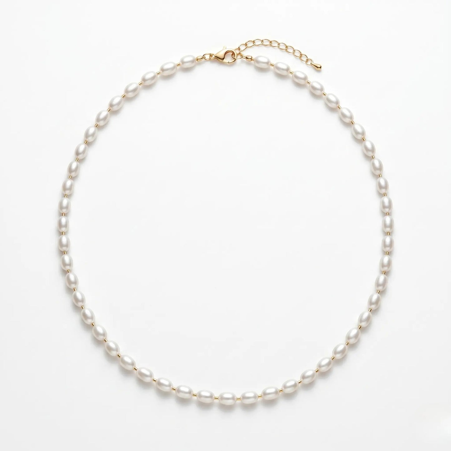 Minimalist White Pearl Bead Chain Necklace - 4-5mm Oval Freshwater Pearl Choker