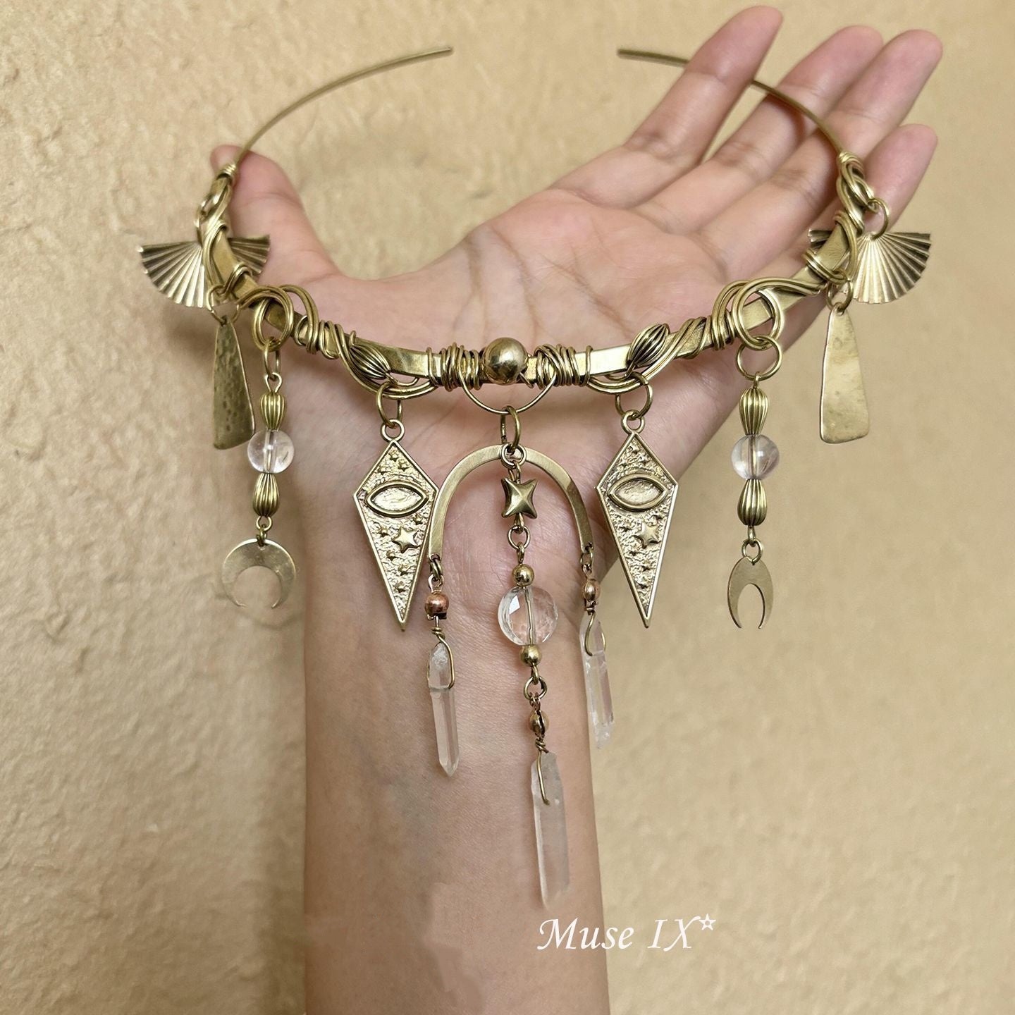 Heavy-Duty Handmade Star and Moon Teardrop Tassel Choker