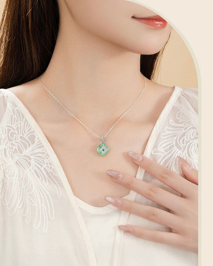 Mountain Mist African Jade Lucky Clover Necklace
