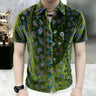 Velvet-colored peacock green retro short-sleeved shirt