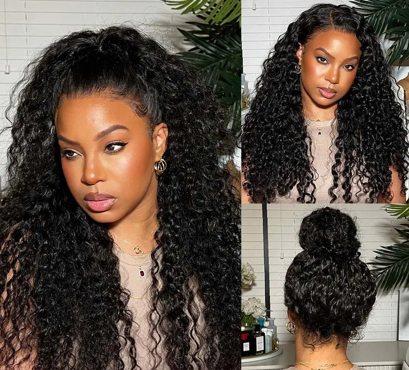 Water Wave 360 Lace Frontal Wear Go Glueless Wig Bleached Knots Pre-Cut Lace Invisi Drawstring Human Hair Wig