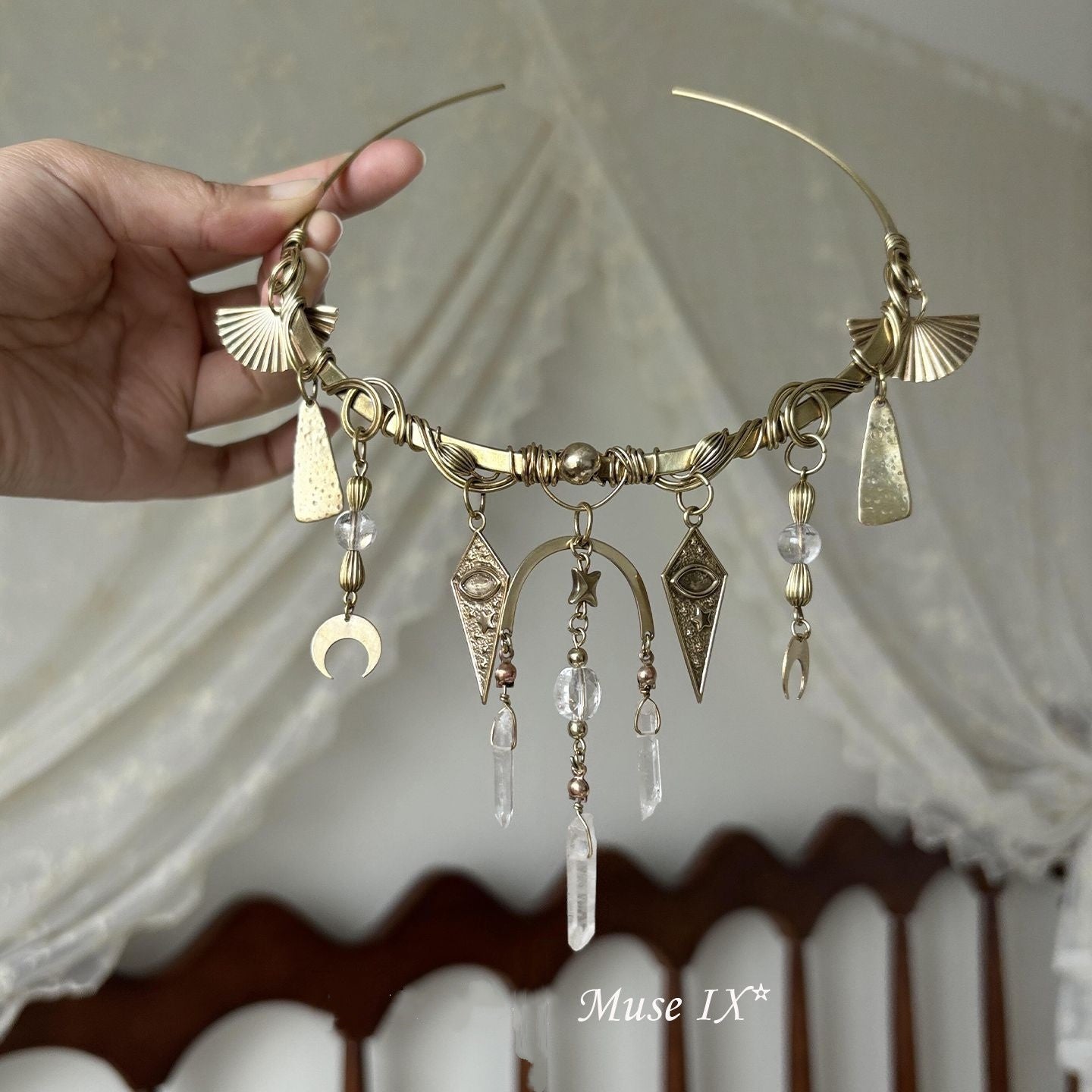 Heavy-Duty Handmade Star and Moon Teardrop Tassel Choker