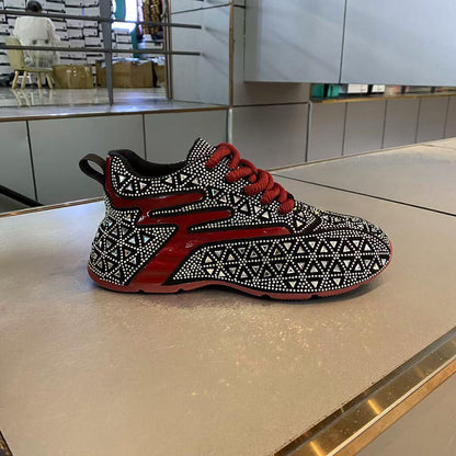 Street-style glamorous rhinestone sneakers