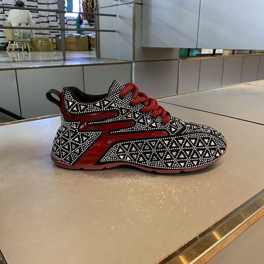 Street-style glamorous rhinestone sneakers