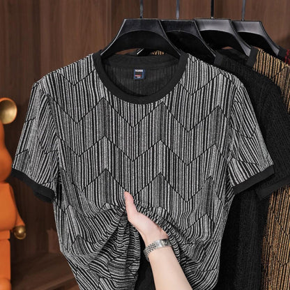 Shimmering Silk Crew Neck Stretch Breathable T-Shirt