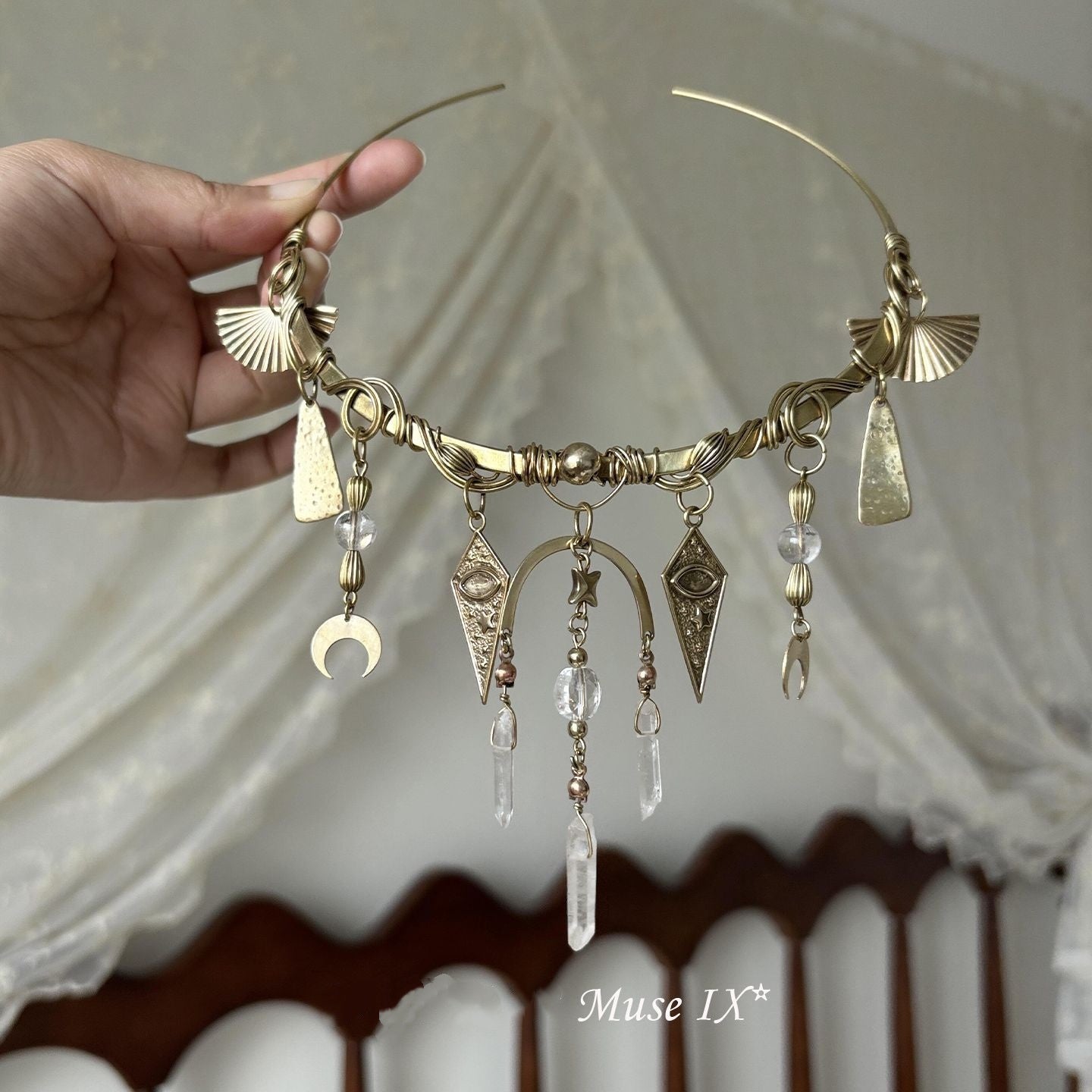 Heavy-Duty Handmade Star and Moon Teardrop Tassel Choker