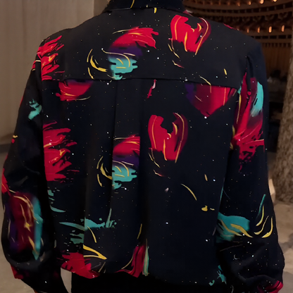 Bright red and green floral star shirt