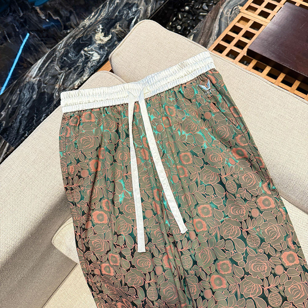 Reflective floral silky smooth cool casual pants