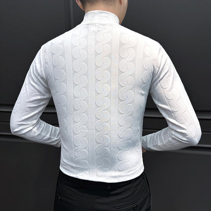 Patterned turtleneck knit base layer