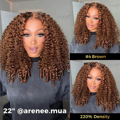 13x6 Lace Frontal Glueless Wigs #4 Brown Color 220% Density Water Wave Virgin Human Hair Wigs Pre Plucked Natural Hairline