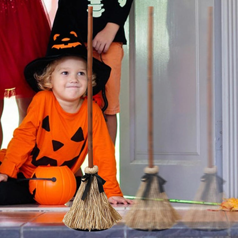 New Halloween Floating Witch's Broom - Animated Wobbling Magic Broomstick Prop for Haunted House Decor