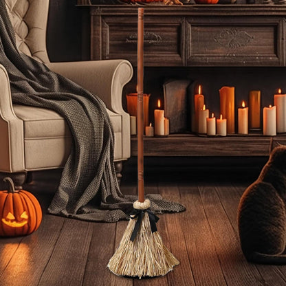 New Halloween Floating Witch's Broom - Animated Wobbling Magic Broomstick Prop for Haunted House Decor