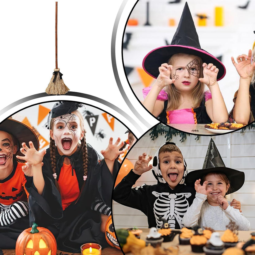 New Halloween Floating Witch's Broom - Animated Wobbling Magic Broomstick Prop for Haunted House Decor