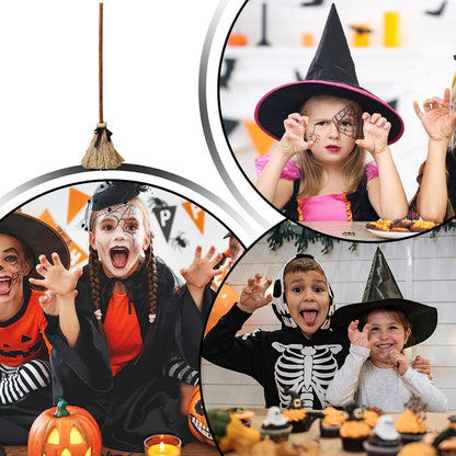 New Halloween Floating Witch's Broom - Animated Wobbling Magic Broomstick Prop for Haunted House Decor