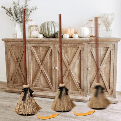 New Halloween Floating Witch's Broom - Animated Wobbling Magic Broomstick Prop for Haunted House Decor