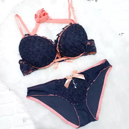 New High-Quality Front Open 2 In 1 Shoulder Straps Wired Push Up Bra And Panty Set