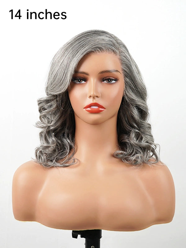 5x5 Salt & Pepper Body Wave Glueless Bob Wig 100% Human Hair