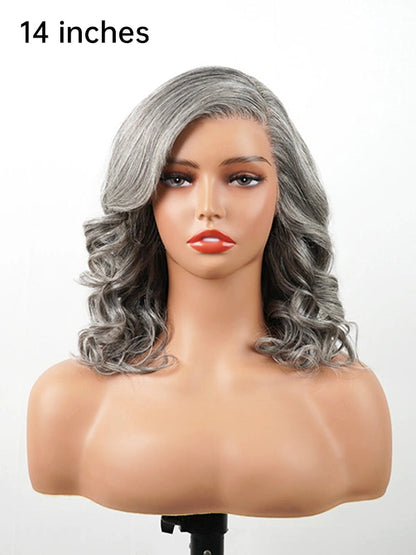 5x5 Salt & Pepper Body Wave Glueless Bob Wig 100% Human Hair