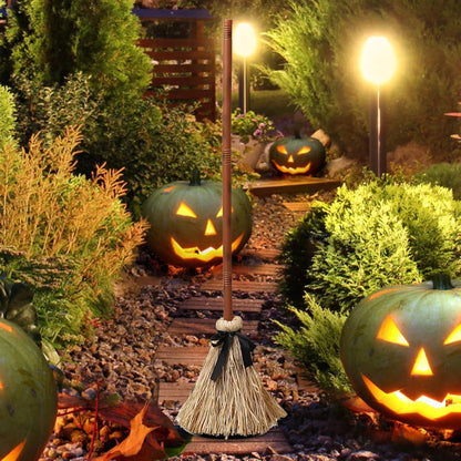 New Halloween Floating Witch's Broom - Animated Wobbling Magic Broomstick Prop for Haunted House Decor