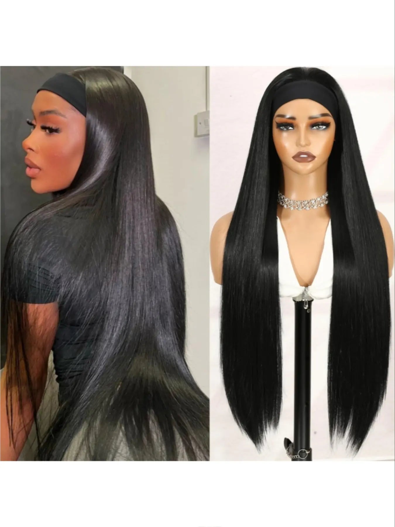 32 Inch Super Long Glueless Headband Half Wig for Women, Daily Wear Wig, Synthetic Wigs, Synthetic Straight Hair, Heat Resistant Fiber, Suitable for Daily & Party Use