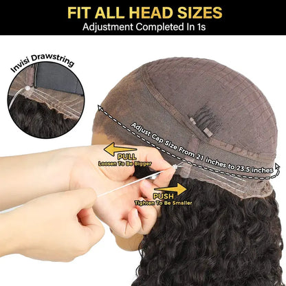 Water Wave 360 Lace Frontal Wear Go Glueless Wig Bleached Knots Pre-Cut Lace Invisi Drawstring Human Hair Wig