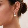 925 Sterling Silver White Gold Plated Akoya Pearl Hoop Earrings (Hypoallergenic)