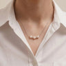 925 Sterling Silver 3-Pearl Station Choker Necklace for Women
