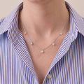 5-5.5mm Pearl Station Drop Necklace in Sterling Silver - Minimalist Freshwater Pearl Dangle Choker