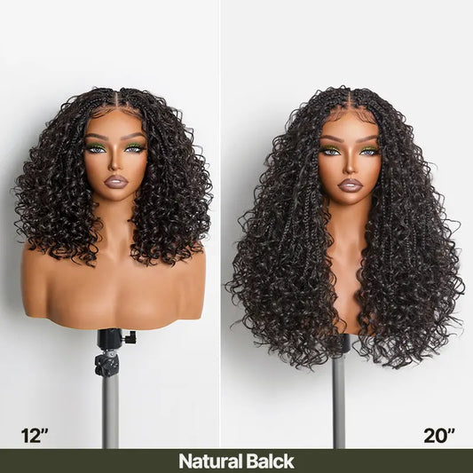 Fiber Braided Top Water Wave Wig 13x6 Lace Front | Glueless, Wear & Go, Boho Braids Water Wave Wig – Premium Fiber, Beginner Friendly