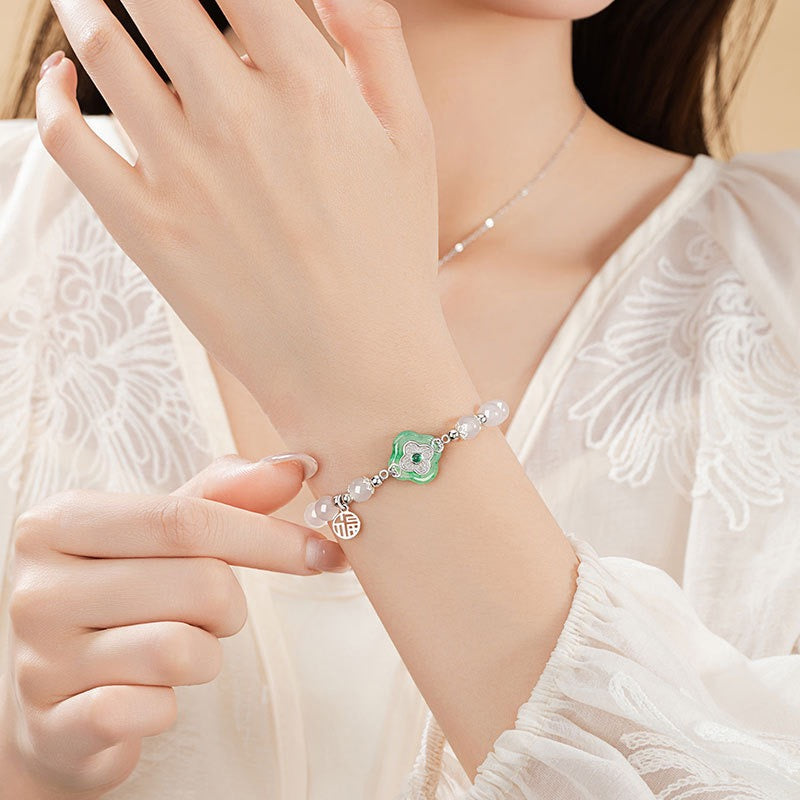 Mountain Mist African Jade Lucky Clover Necklace