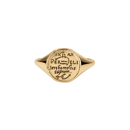 Aquarius Alchemical Zodiac Signet Ring