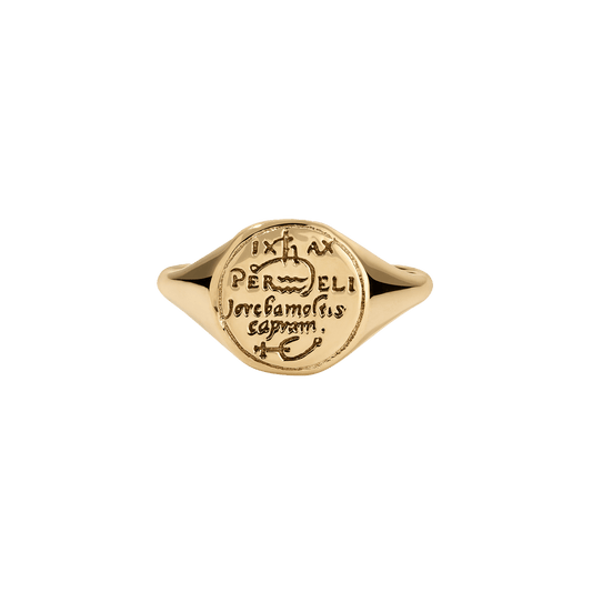 Aquarius Alchemical Zodiac Signet Ring