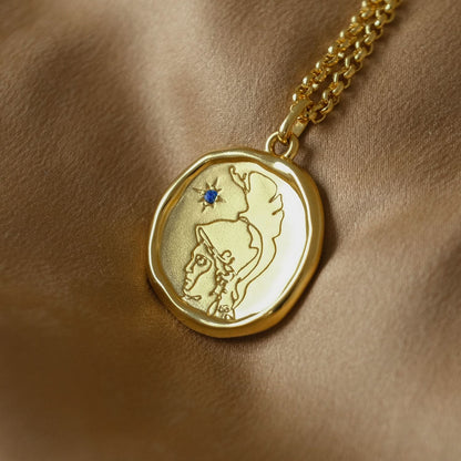 Athena Goddess of Courage Necklace with Sapphire