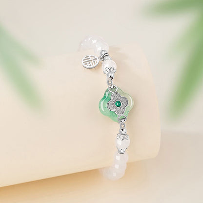 Mountain Mist African Jade Lucky Clover Necklace