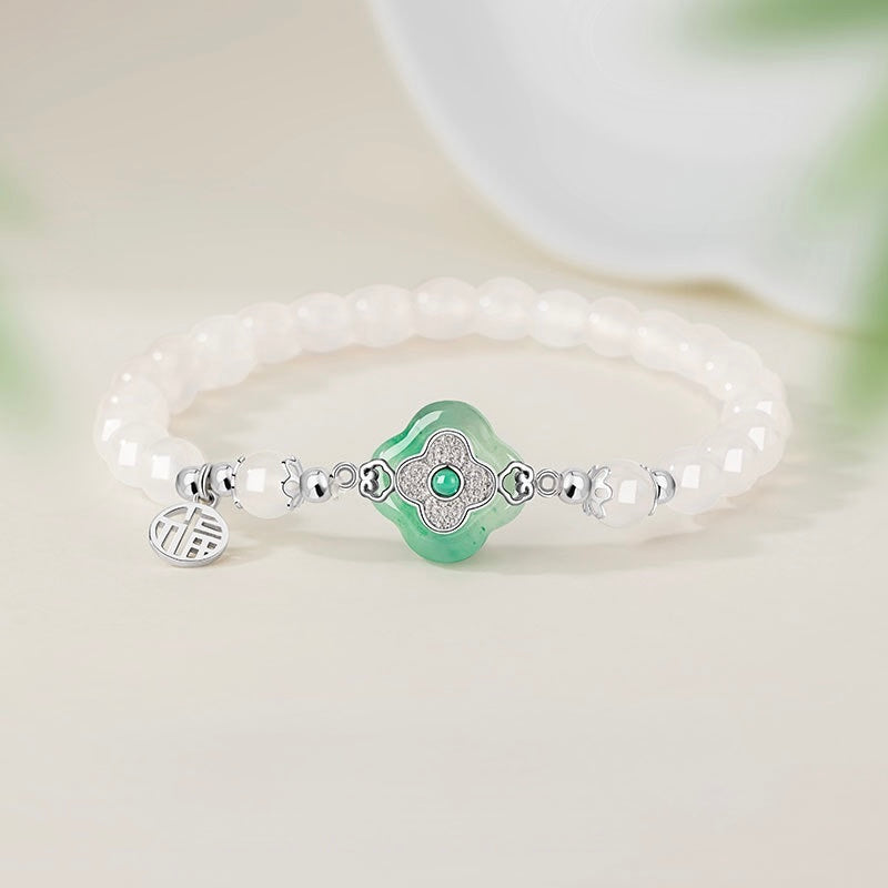 Mountain Mist African Jade Lucky Clover Necklace