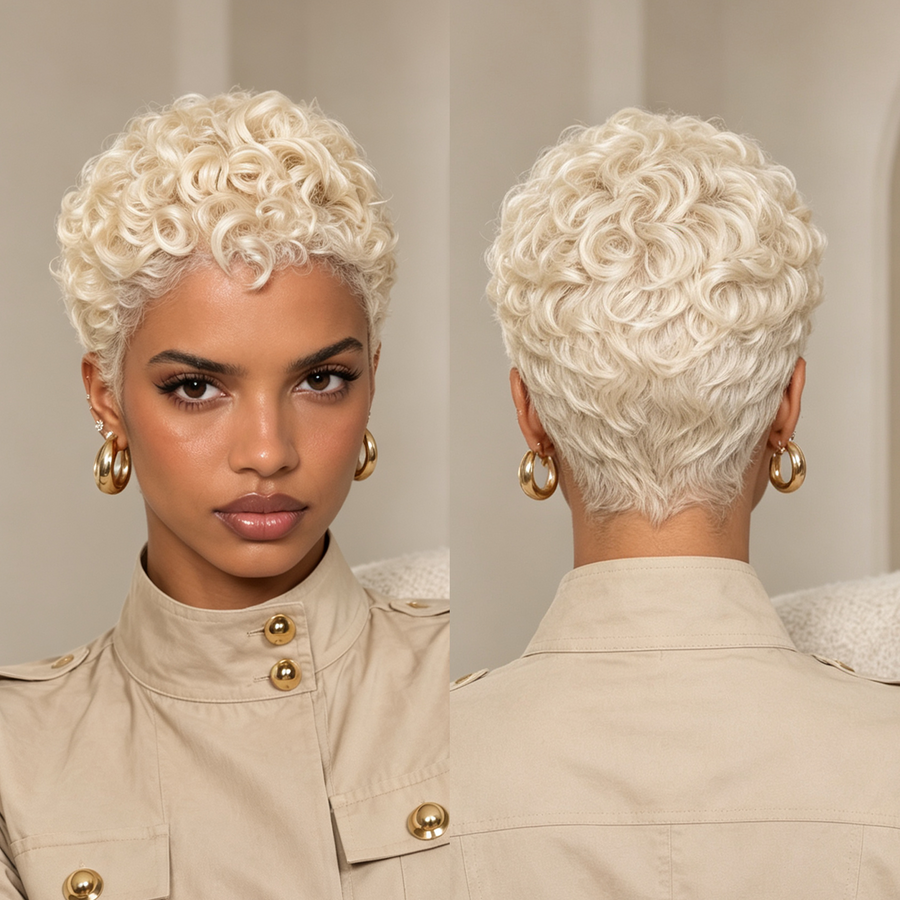 #60 Finger Wave Pixie Cut Wig