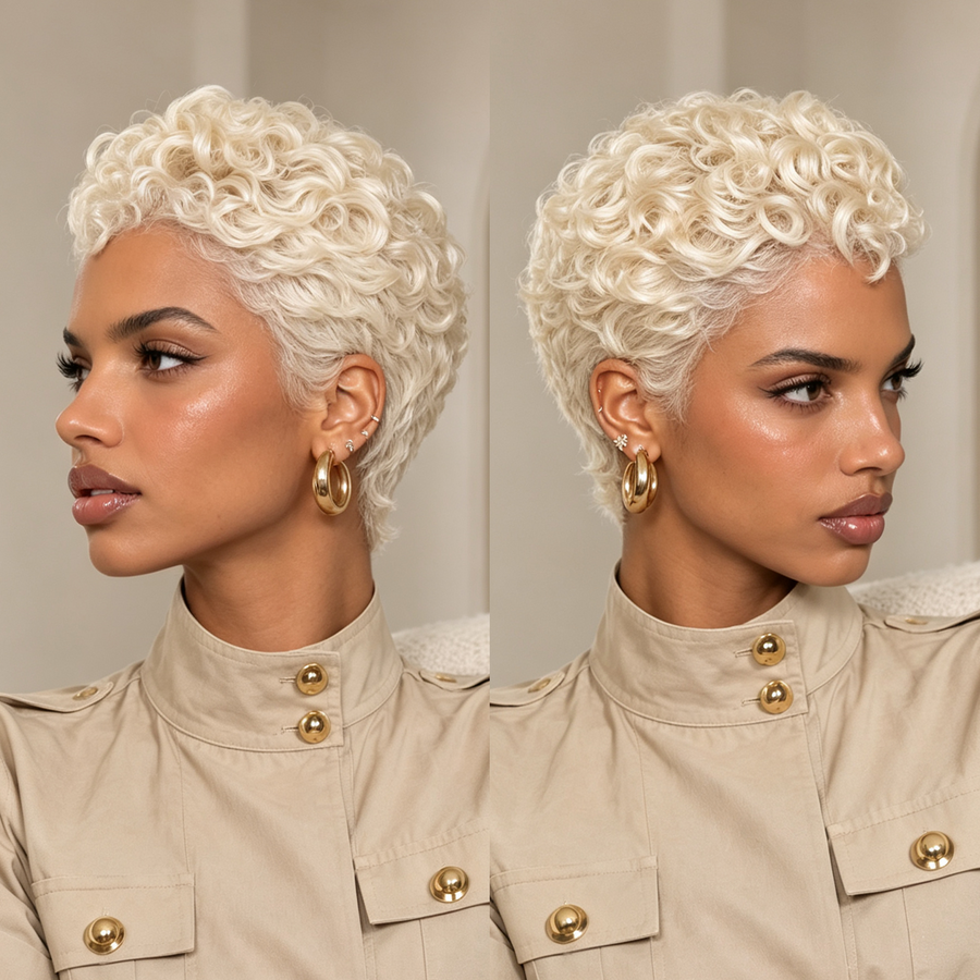 #60 Finger Wave Pixie Cut Wig