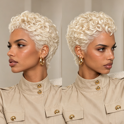 #60 Finger Wave Pixie Cut Wig