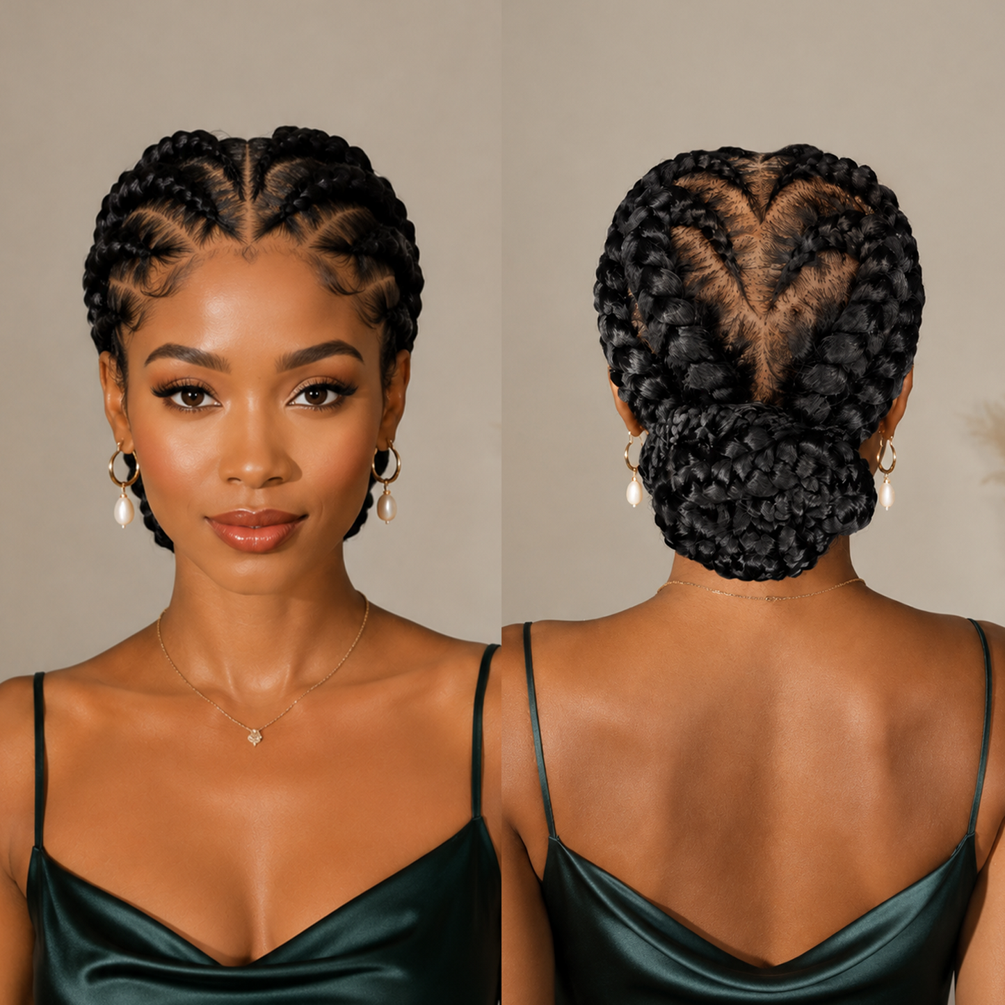 Braid Heart-style Braided With Bun Full Lace Wig