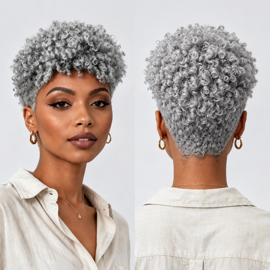 Golden Curly TWA Special Made Pixie Wig