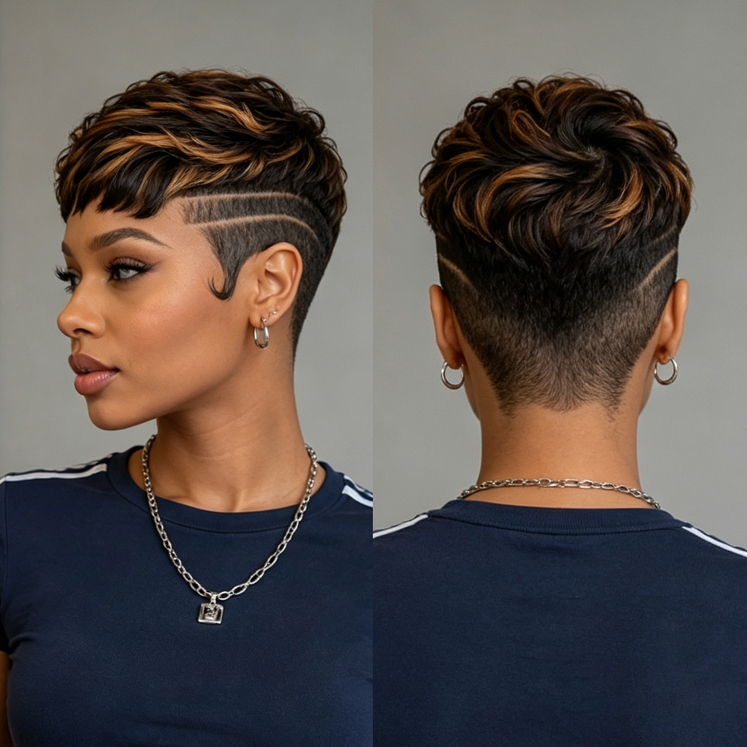 Highlight Brown Short Cut Full Lace Wig