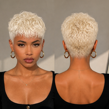 White Natural Style Pixie Cut Wig
