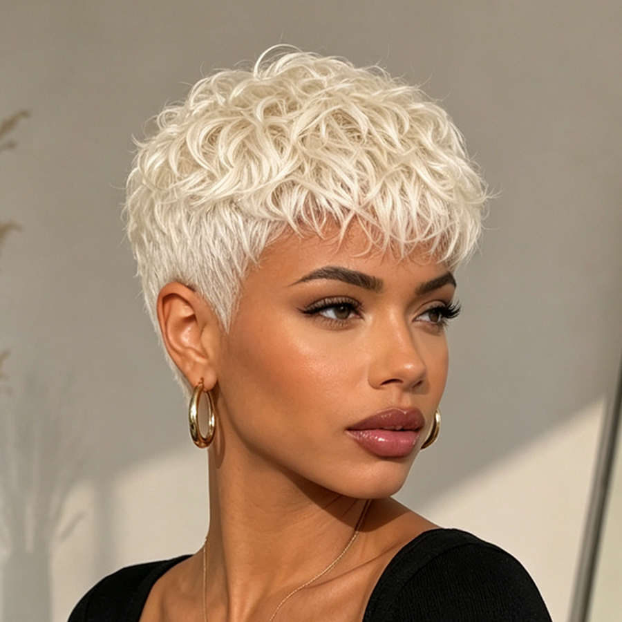 White Natural Style Pixie Cut Wig